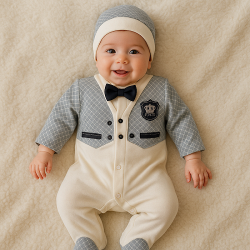 Βρεφικό Σετ Φορμάκι Σκουφάκι Little king set onesie with cap 773348